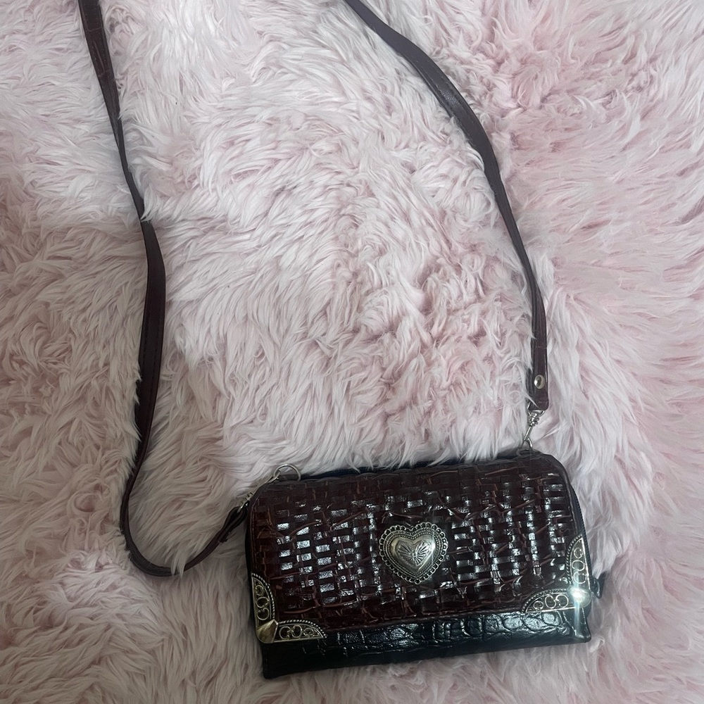 Chic Brown and Black Crossbody Woven Bag